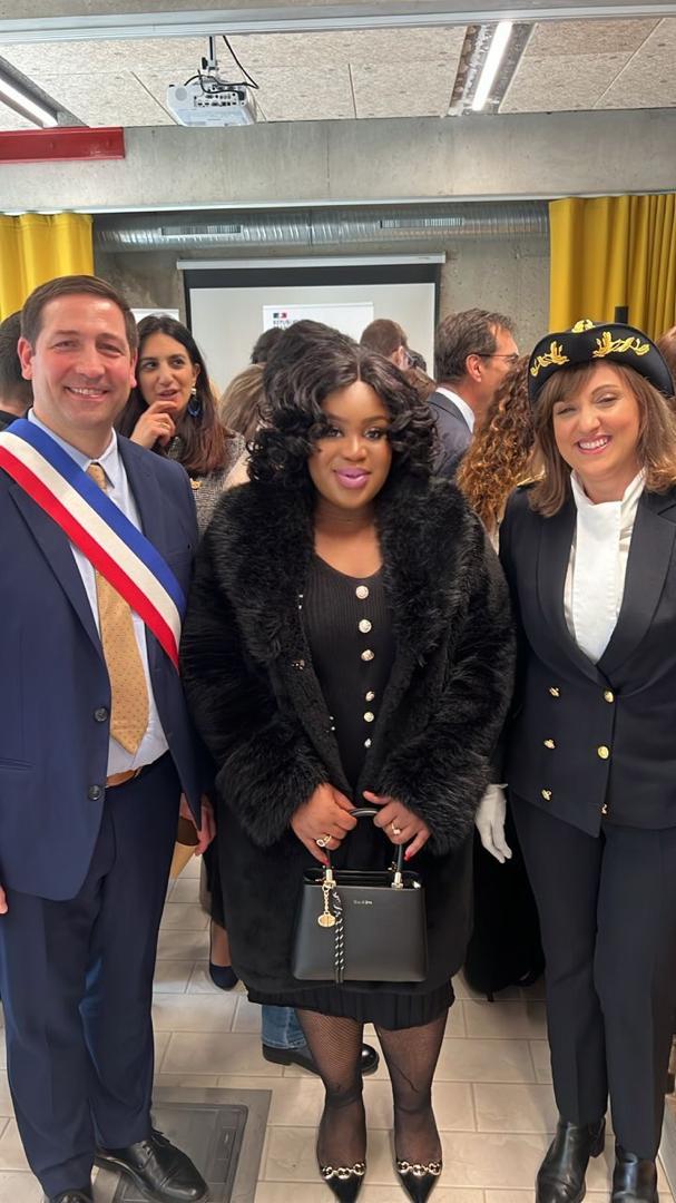 Darling Frimpong with French Mayor and Préfet
